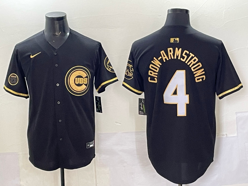 Men Chicago Cubs 4 Crow Armstrong black Nike MLB 2025 Jersey 08